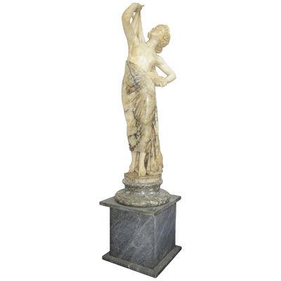 19th Century Italian Alabaster statue of a young maiden.