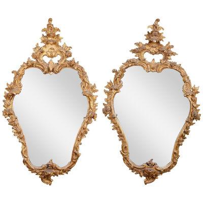 Pair of 18th Century Italian Carved Giltwood Mirrors