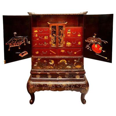 Japanese Lacquer Meiji Period Cabinet on Stand, circa 1890
