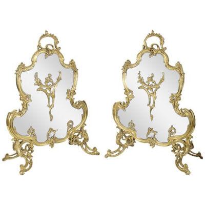 Pair 19th Century French Gilded Fire Screens