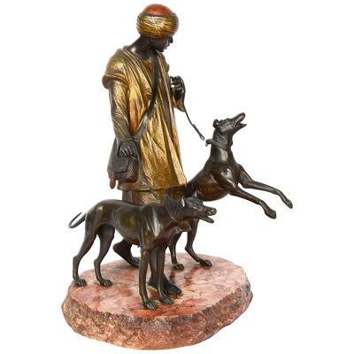 Bronze, Bergman style 19th Century Arab hounds man.