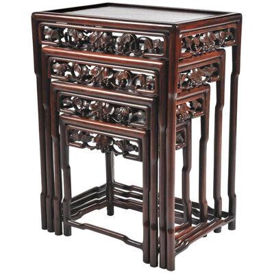 Nest of Four 19th Century Chinese Hardwood Tables