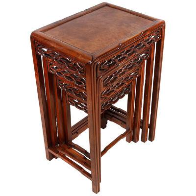 Nest of Four Chinese Hardwood Tables, 19th Century