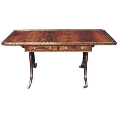 Regency period Rosewood, brass inlaid Sofa table.