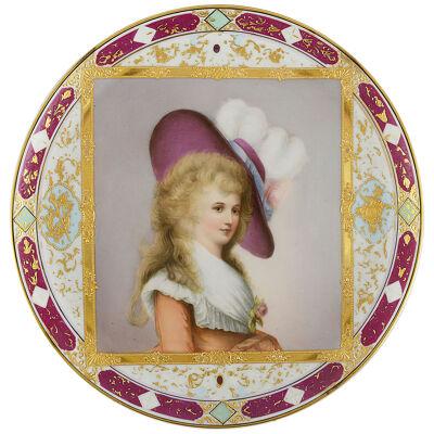 Late 19th Century Vienna style porcelain plate, depicting Duchess of Devonshire