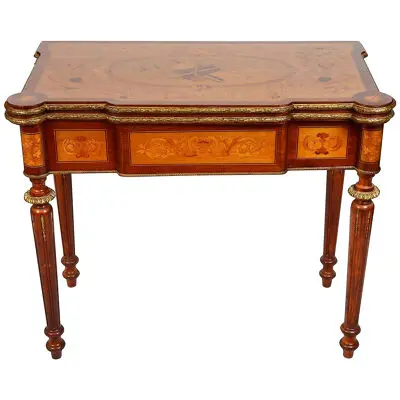 French 19th Century marquetry inlaid card table.