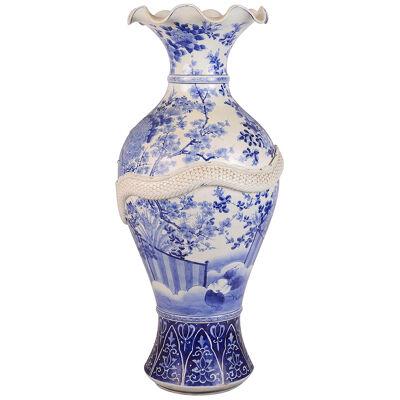 Large 19th Century Japanese blue and white vase.