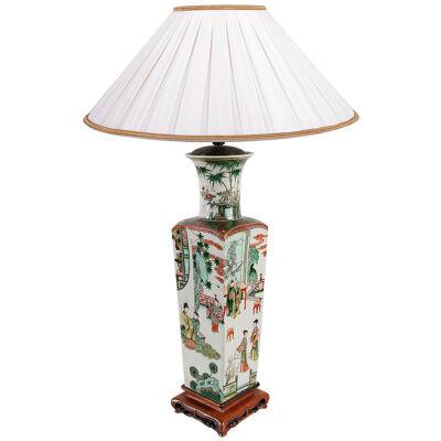 19th Century Chinese Famille Verte Vase / Lamp