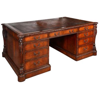 Large Mahogany Chippendale style partners desk.