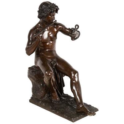 19th Century Bronze Snake charmer, by A. Thabard