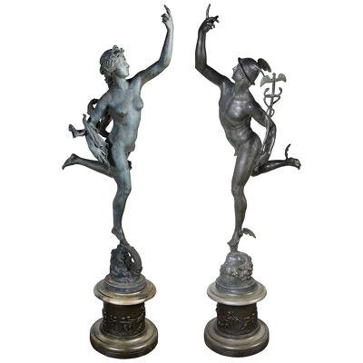 Life size Mercury + Fortuna, after Bologne, 19th Century
