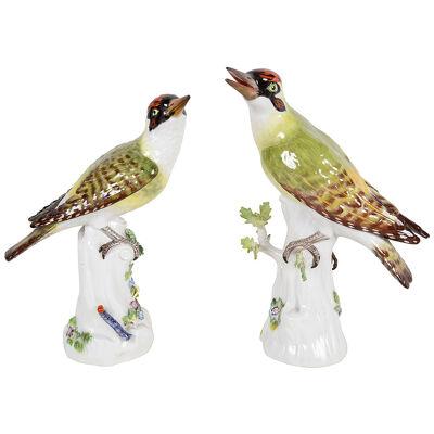 Pair late 19th Century Meissen Woodpeckers