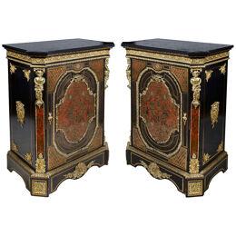 Pair 19th Century Boulle pier cabinets