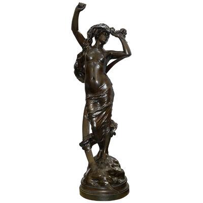 Classical Bronze maiden by Houdebine, Paris. 19th Century