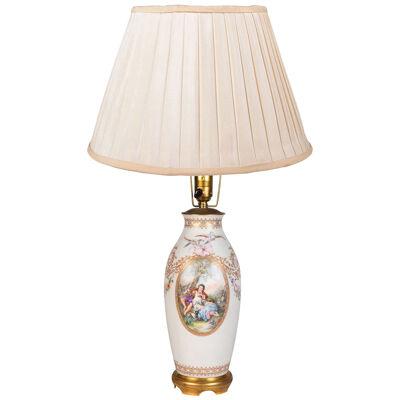 French 19th Century Paris ware porcelain Lamp.