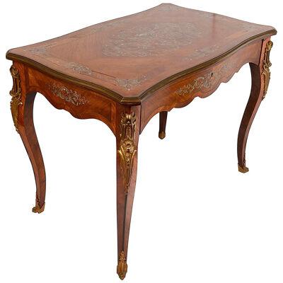 French 19th Century Silver inlaid side table.