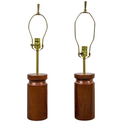 Rare Pair of Table Lamps by Arden Riddle in Cherry