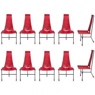 Set of Ten Dan Wenger Tripod Dining Chairs