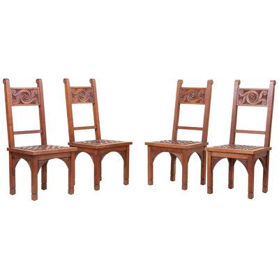 Set of Four Art Deco 1930s Dining Chairs by M. Jacques Philippe, France