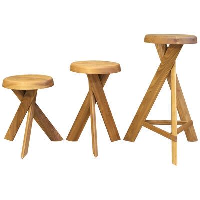 S31A Tabouret Rond Bas Stool by Pierre Chapo, France