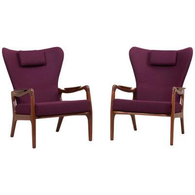 Newly Restored Pair of High Back Wing Lounge Chairs by Adrian Pearsall, 1950s