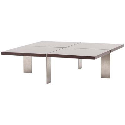 Architectural 1960s Coffee Table in Steel and Wood, Germany 1960s