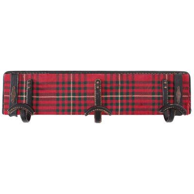 Fully Original Jacques Adnet Coat Hanger in Leather and Tartan Plaid Wool