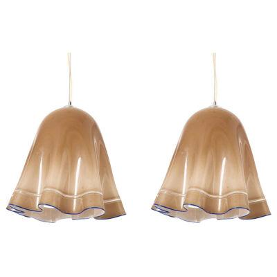 Pair of Large Zenda Murano Glass Pendant Lamps by Luciano Vistosi Italy 1965s