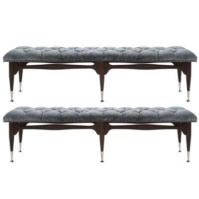 Set of Modernist Tufted Benches, 1950s