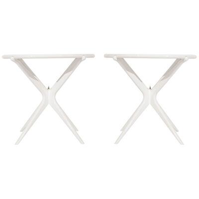 Gazelle V2 End Tables in White Lacquer by Stamford Modern