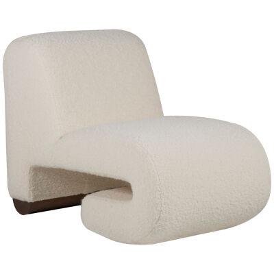 Modern T50 Lounge Chair White Wool Bouclé Handmade in Portugal by Greenapple