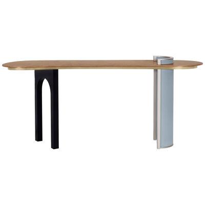 Modern Chiado Console Table Leather Oak Root, Handmade in Portugal by Greenapple