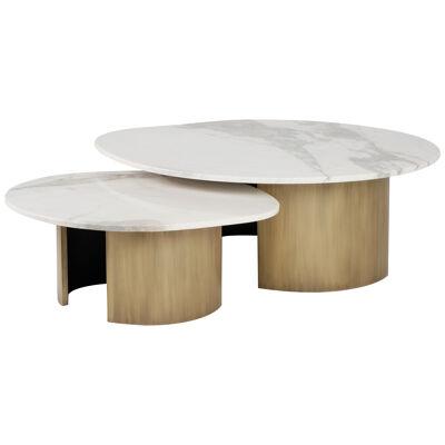 Modern Landscape Nesting Coffee Table Oro Marble Handmade Portugal by Greenapple