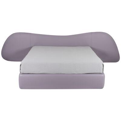 Modern Free Hand US King Size Bed Purple Leather Handmade in Portugal Greenapple
