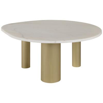 Modern Curve Coffee Table Calacatta Marble Brass Handmade Portugal by Greenapple