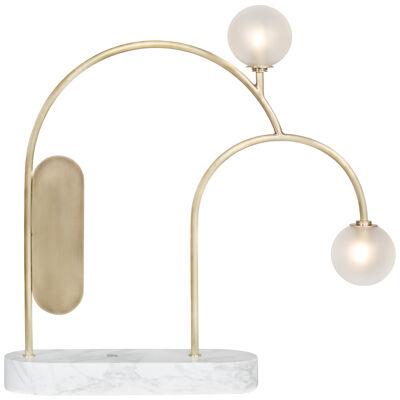 Modern Two Portable Table Lamp Marble Brass, Handmade in Portugal by Greenapple