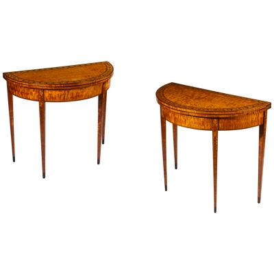 18th Century Pair of Satinwood Card Tables