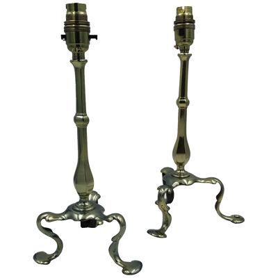 Pair of brass Pullman lamps