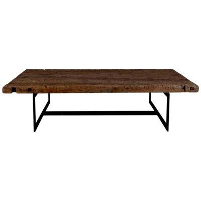 Reclaimed Wood Top Coffee Table with Metal Base