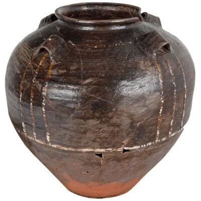 Monumental Cracked Chinese Oil Jar with Repairs