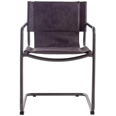 Leather and Steel Sling Dining Chair