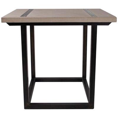 Bar Height Hollow Black Steel Base with Square Limestone Top