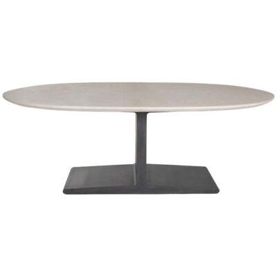 Oval Limestone Top Dining Table on Steel I Beam Base