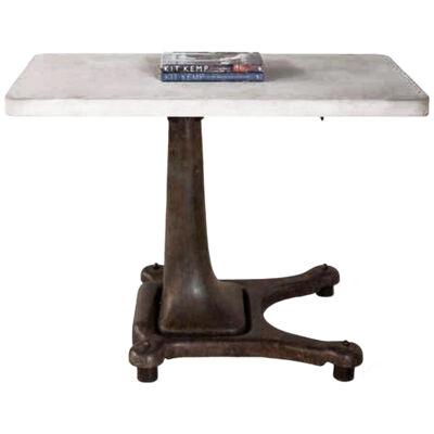 Industrial Base Table with Limestone Top