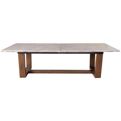 Jura Grey Dining Tabletop on Walnut Base with Bronze Band