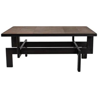 Black Steel Geometric Shape Coffee Table Base with Natural Oak Top