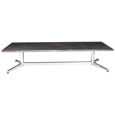 Chrome Frame Coffee Table w/ Leathered Pietra Grey Top