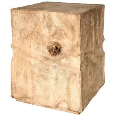 Organic Bleached Lychee Wood Block Side Table