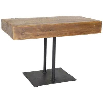 Thick Beam Top Iron Base Side Table