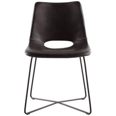 Modern Leather Dining Chair with Black Steel Legs